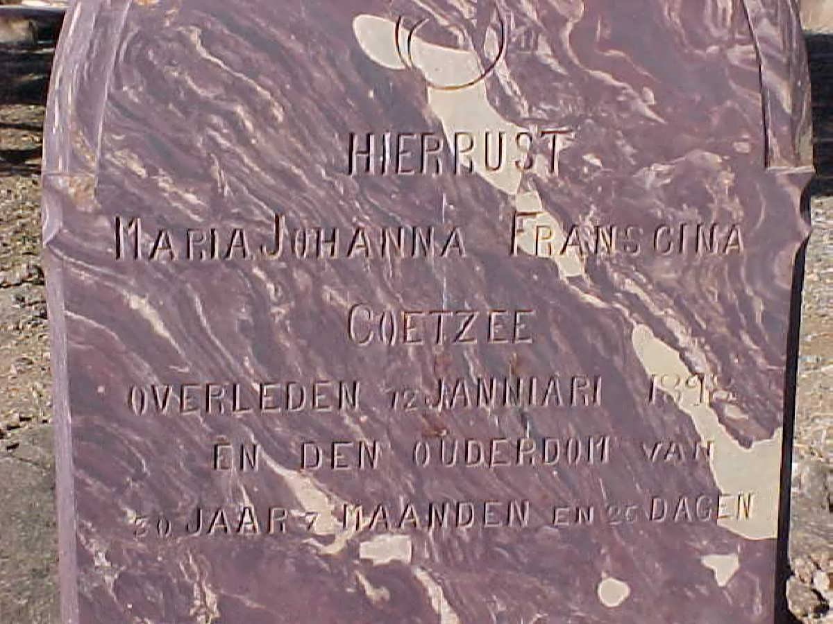 COETZEE Maria Johanna Franschina -1898