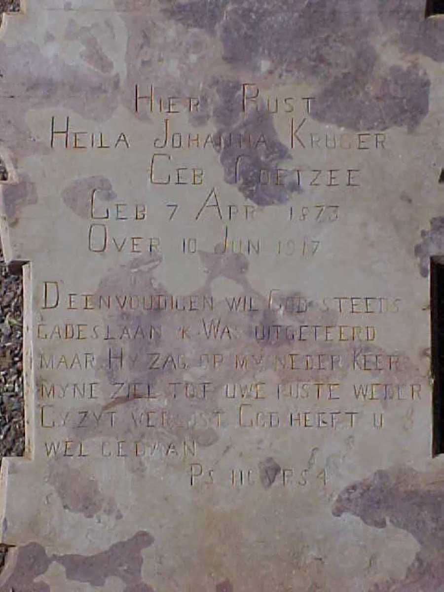 KRUGER Heila Johanna neé COETZEE 1873-1917