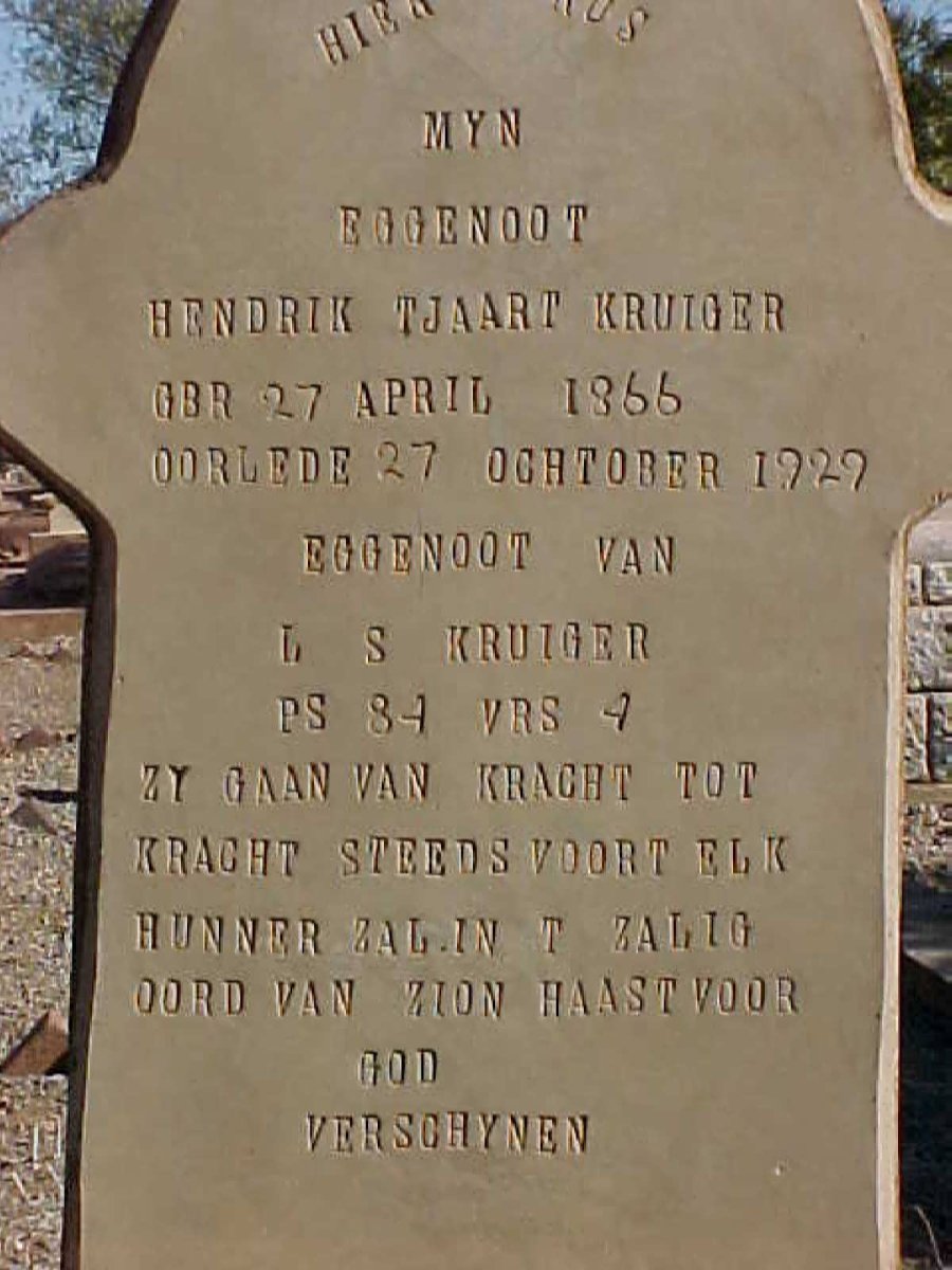 KRUIGER Hendrik Tjaart 1866-1929
