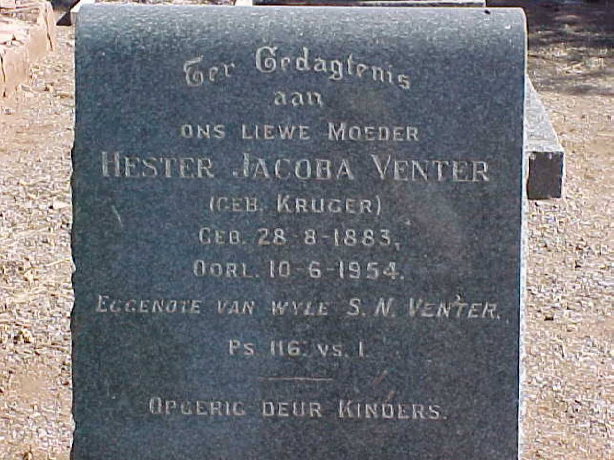 VENTER Hester Jacoba nee KRUGER 1883-1954