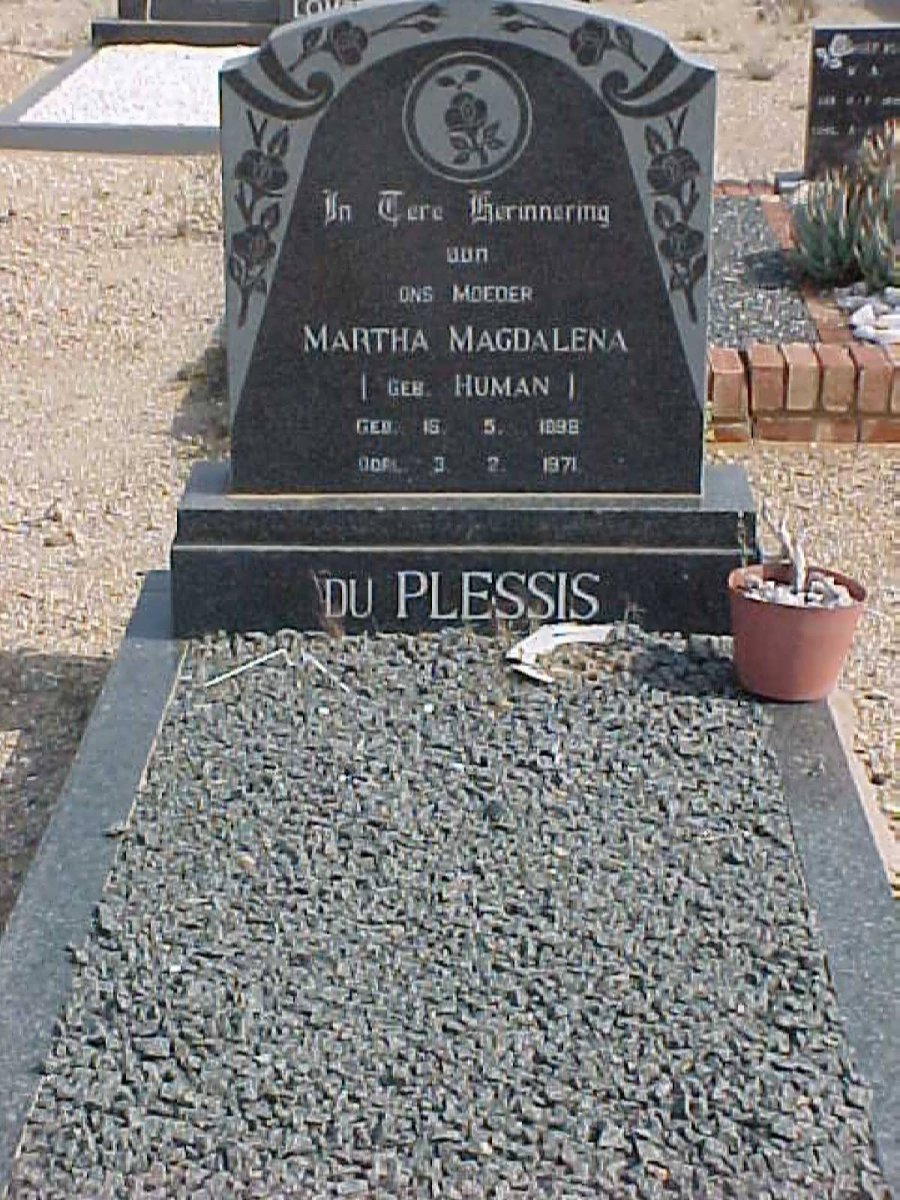 PLESSIS Martha Magdalena, du nee HUMAN 1898-1971