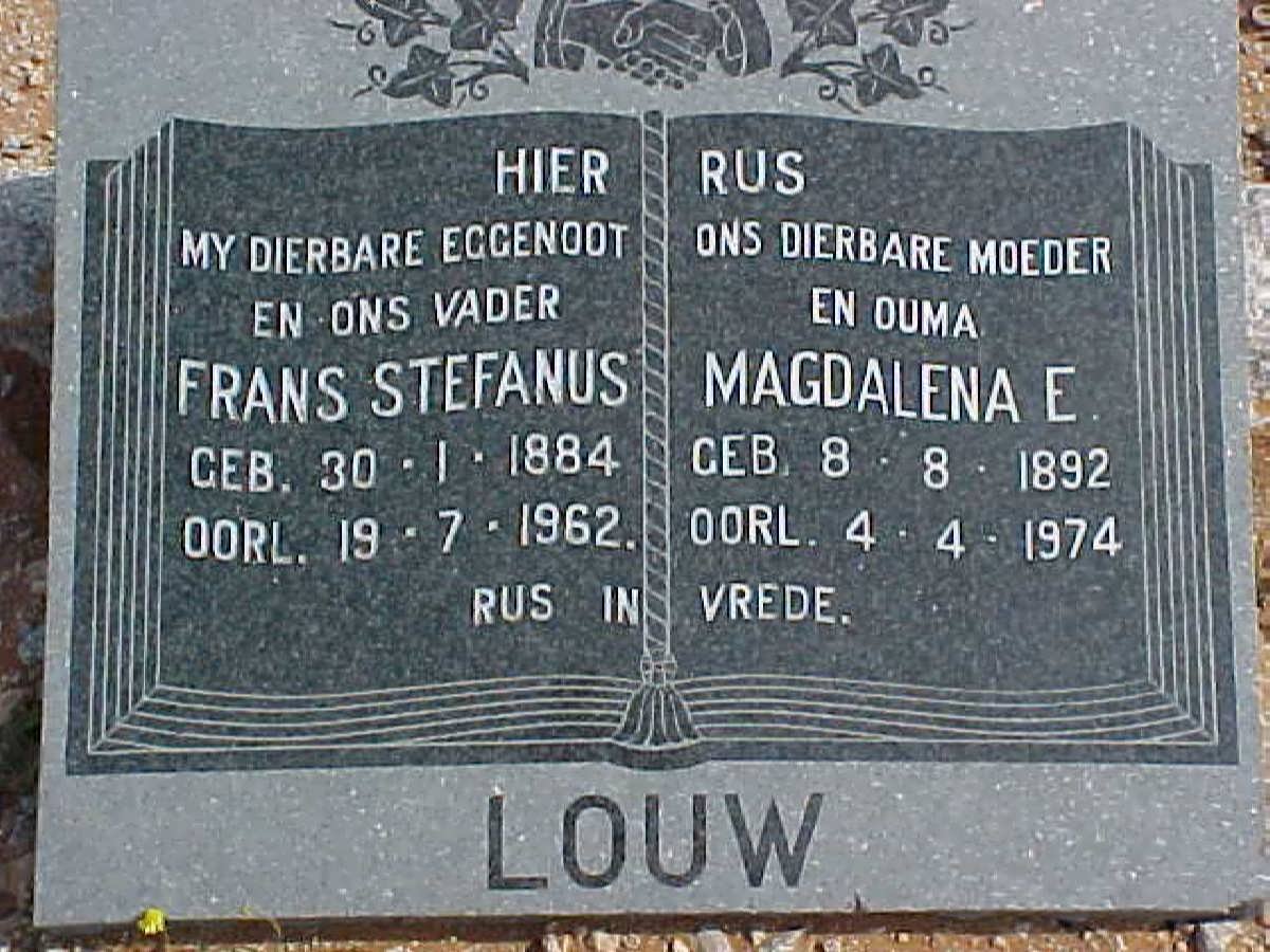 LOUW Frans Stefanus 1884-1962 &amp; Magdalena E. 1892-1974