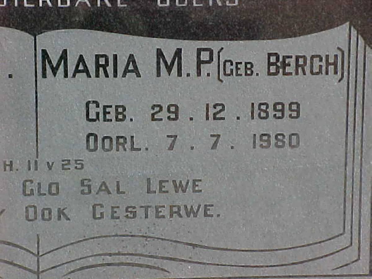 TRUTER Maria M.P. nee BERGH 1899-1980