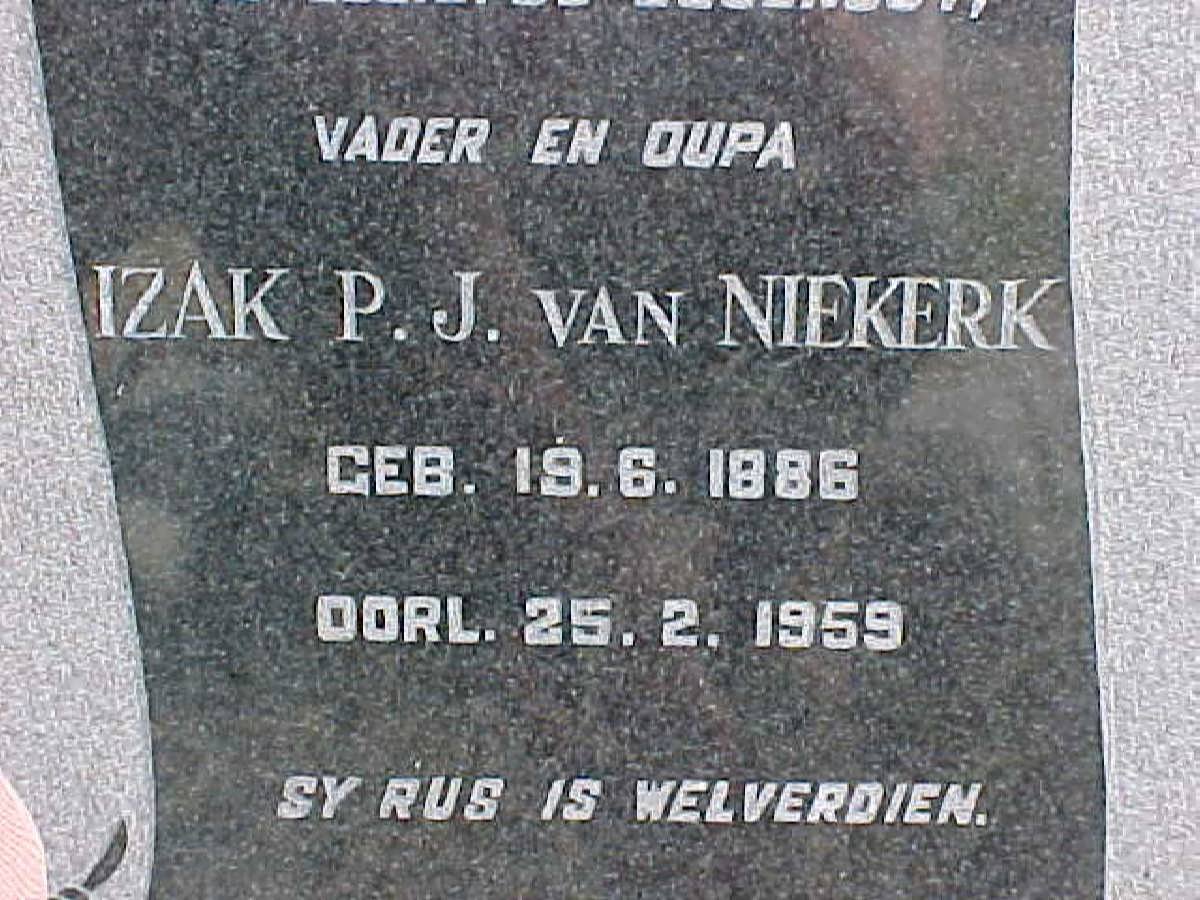 NIEKERK Izak P.J., van 1886-1959