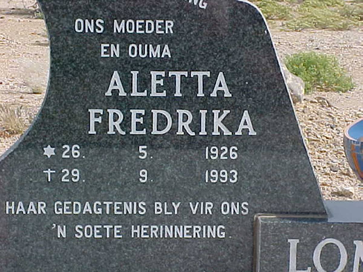 LOMBAARD Aletta Fredrika 1926-1993
