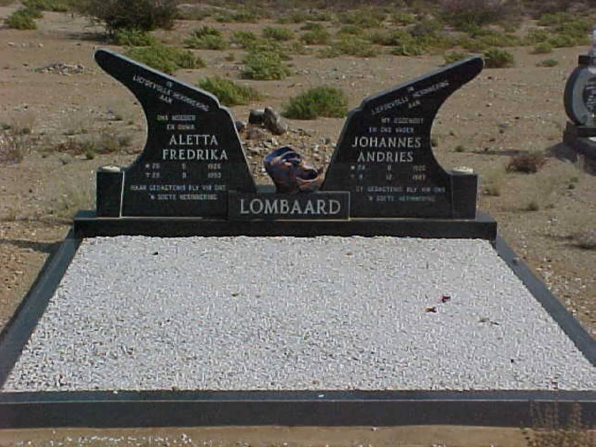 LOMBAARD Johannes Andries 1920-1987 &amp; Aletta Fredrika 1926-1993
