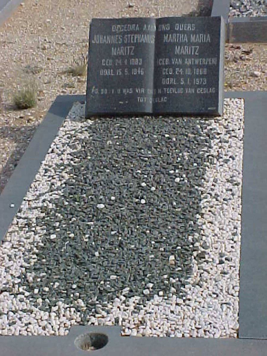MARITZ Johannes Stephanus 1883-1945 &amp; Martha Maria VAN ANTWERPEN 1888-1973