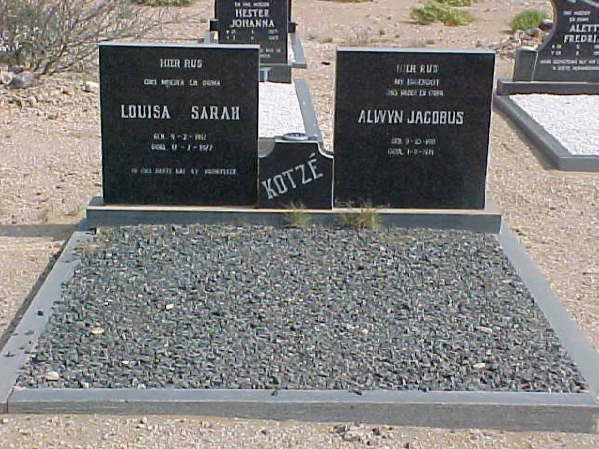KOTZÉ Alwyn Jacobus 1911-1971 &amp; Louisa Sarah 1912-1977