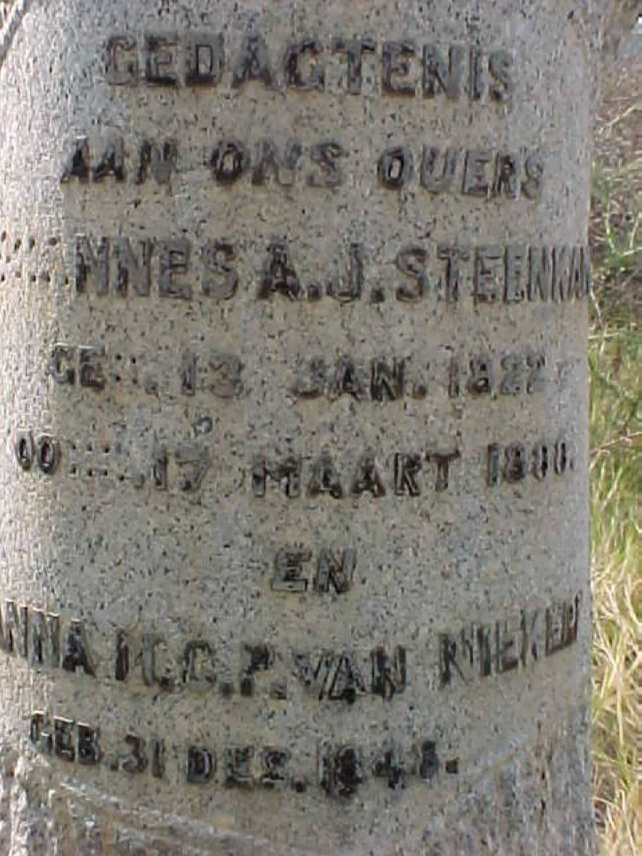 STEENKAMP Johannes A.J. 1822-1888 &amp; Anna M.C.P. VAN NIEKERK 1848-