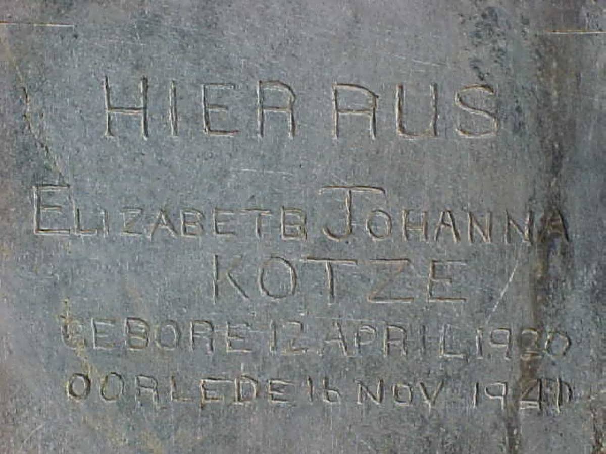 KOTZE Elizabeth Johanna 1920-1941