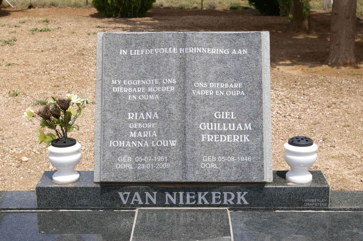 NIEKERK Giel Guilluam Frederik, van 1946- &amp; Maria Johanna LOUW 1951-2009