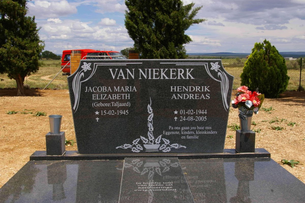 NIEKERK Hendrik Andreas, van 1944-2005 &amp; Jacoba Maria Elizabeth TALJAARD 1945-