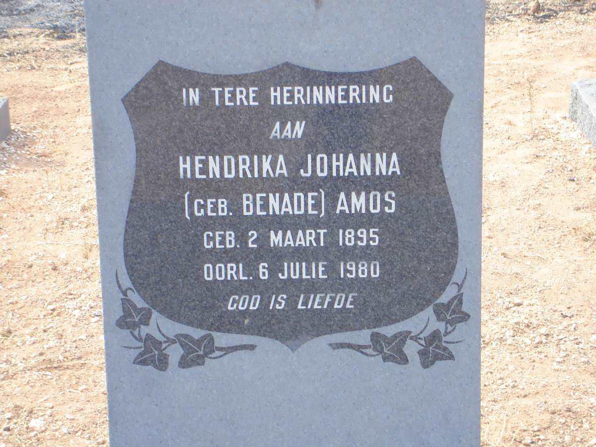 AMOS Hendrika Johanna nee BENADE 1895-1980