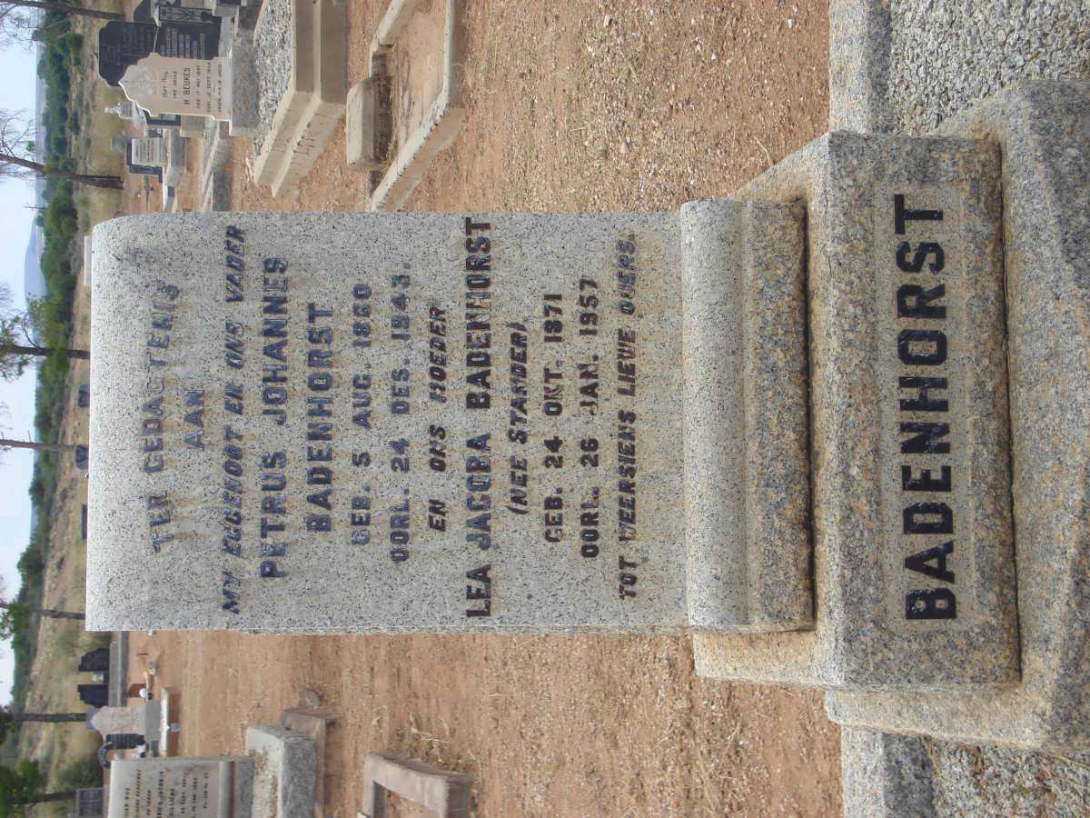 BADENHORST Petrus Johannes 1860-1943 &amp; Lea Jacoba STANDER 1871-1957