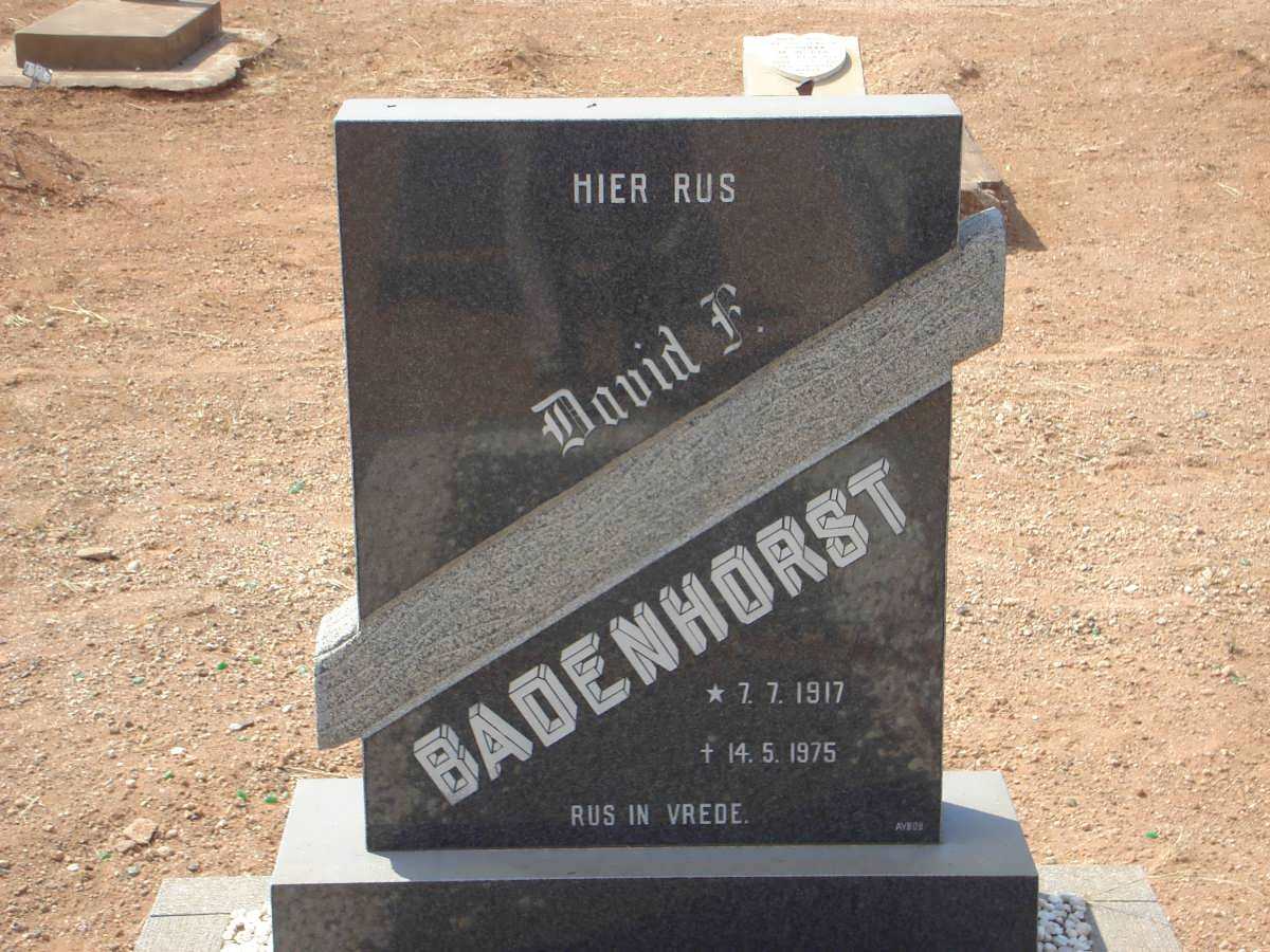 BADENHORST David F. 1917-1975