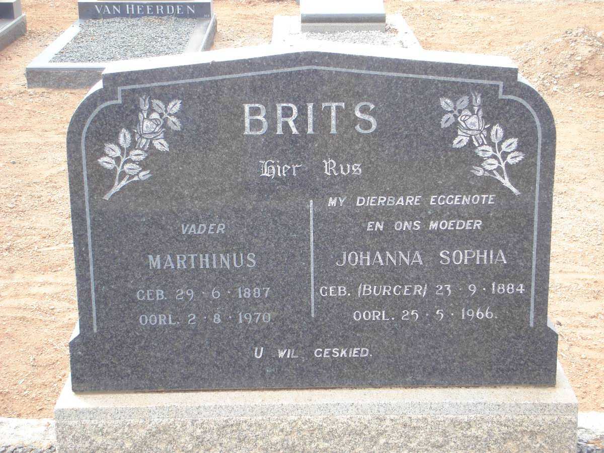 BRITS Marthinus 1887-1970 &amp; Johanna Sophia BURGER 1884-1966