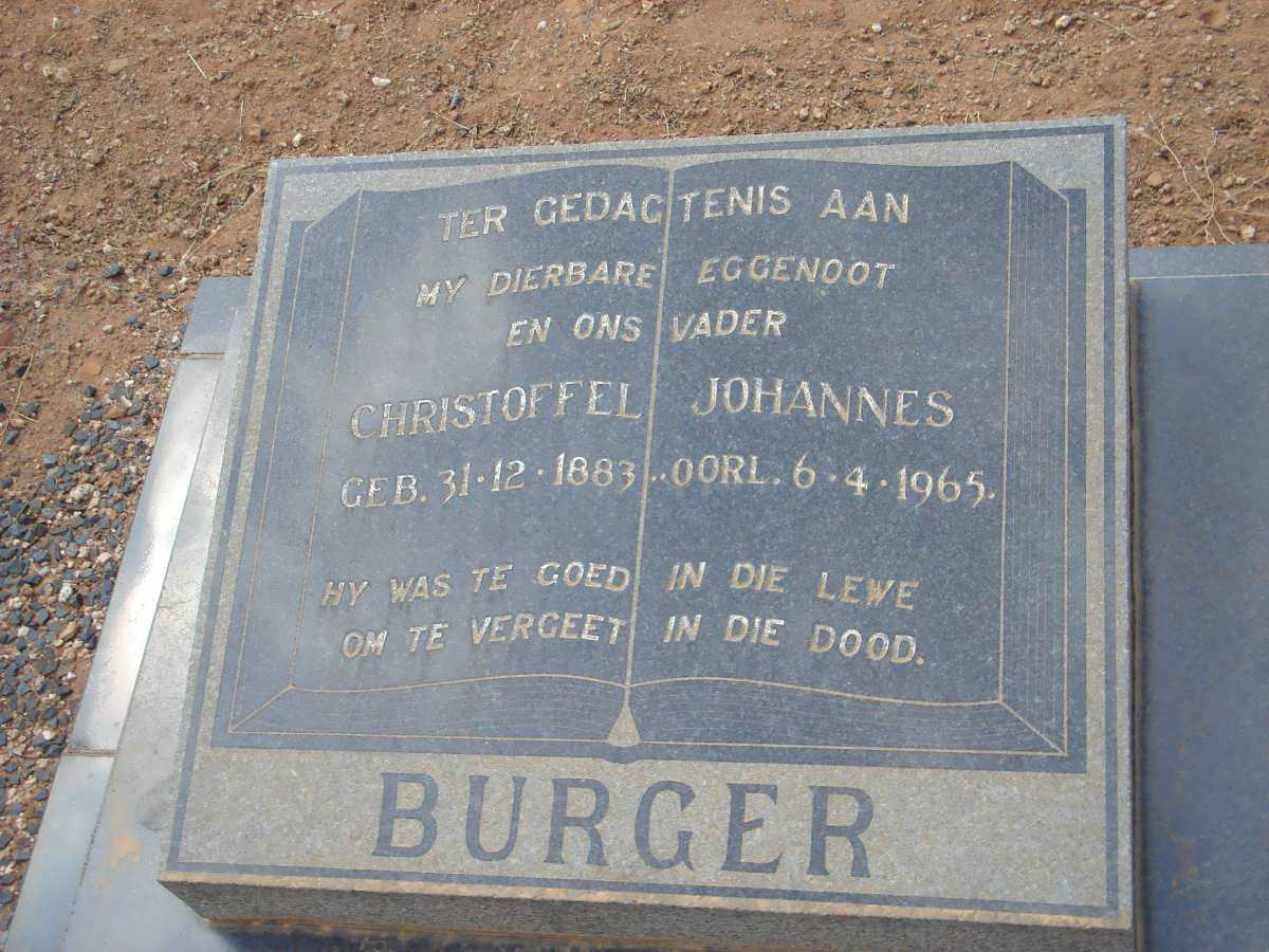 BURGER Christoffel Johannes 1883-1965
