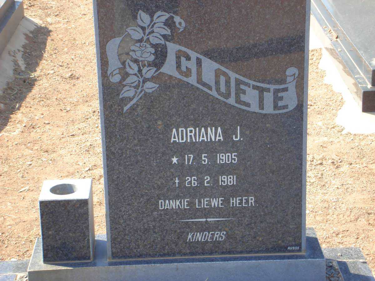 CLOETE Adriana J. 1905-1981