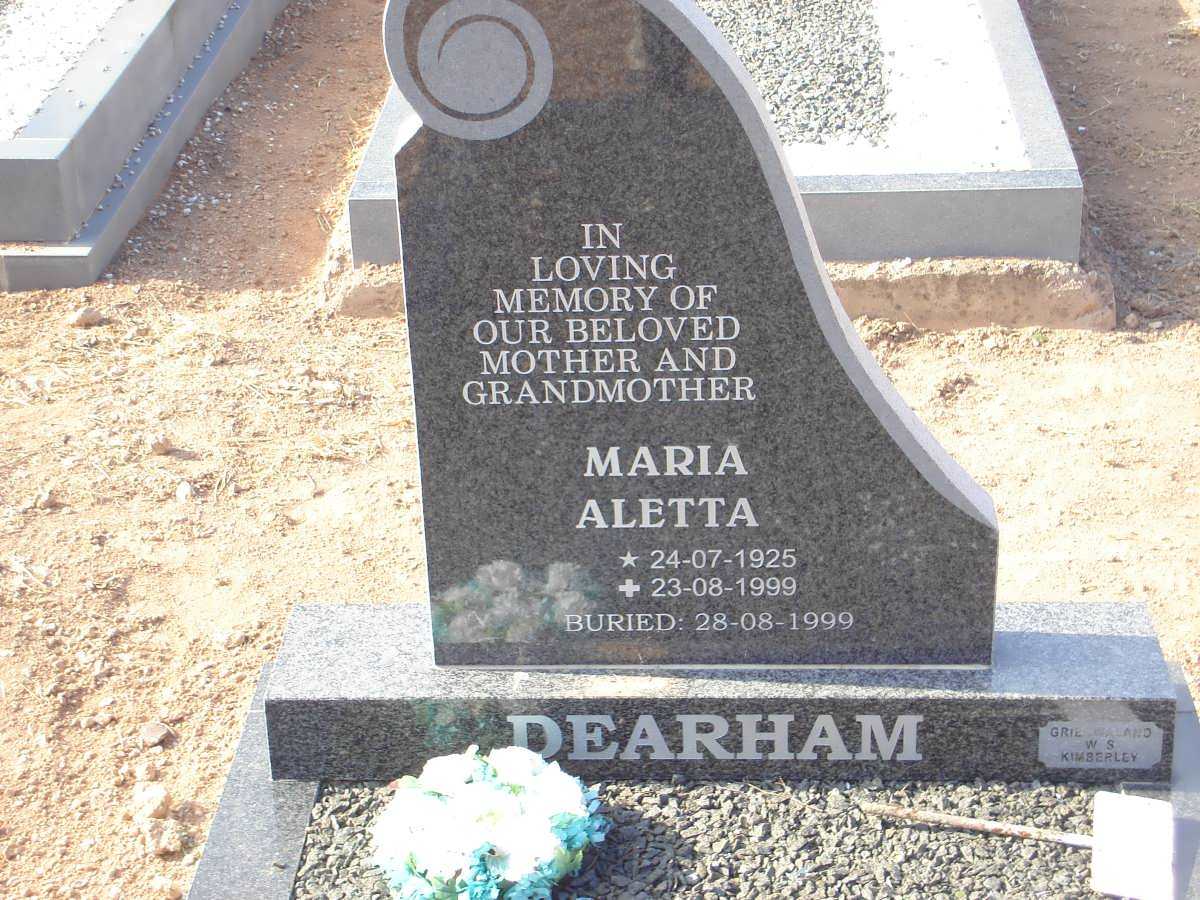 DEARHAM Maria Aletta 1925-1999