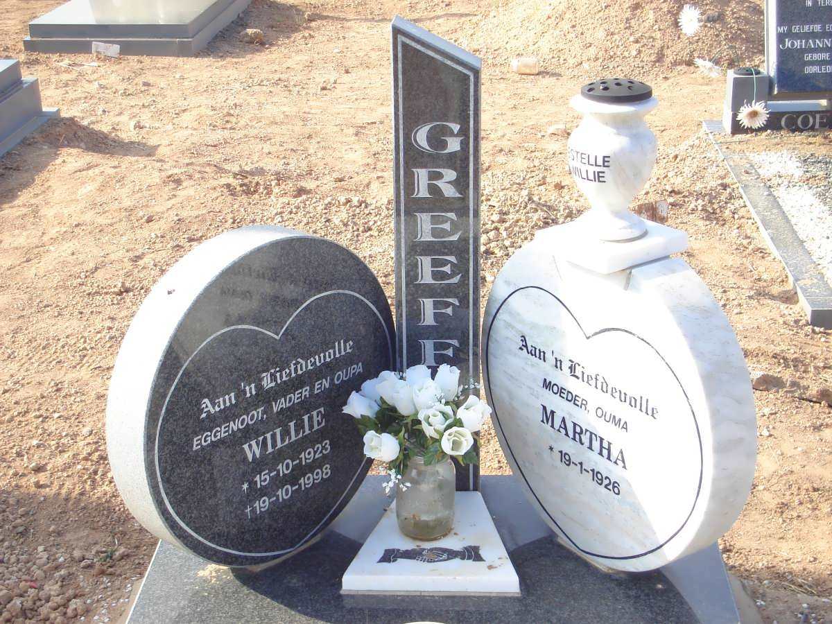 GREEFF Willie 1923-1998 &amp; Martha 1926-