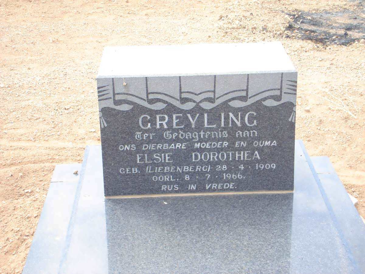 GREYLING Elsie Dorothea nee LIEBENBERG 1909-1966
