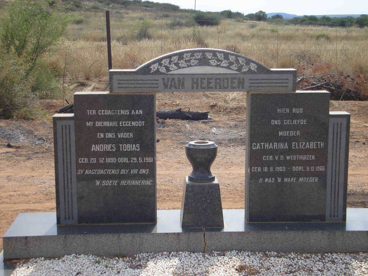 HEERDEN Andries Tobias, van 1890-1961 &amp; Catharina Elizabeth V.D. WESTHUIZEN 1903-1966