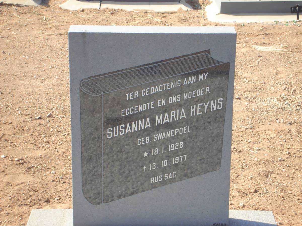HEYNS Susanna Maria nee SWANEPOEL 1928-1977