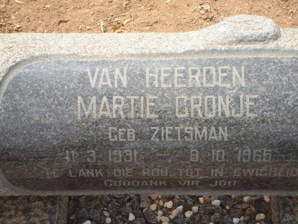 HEERDEN Martie Cronje, van nee ZIETSMAN 1931-1965