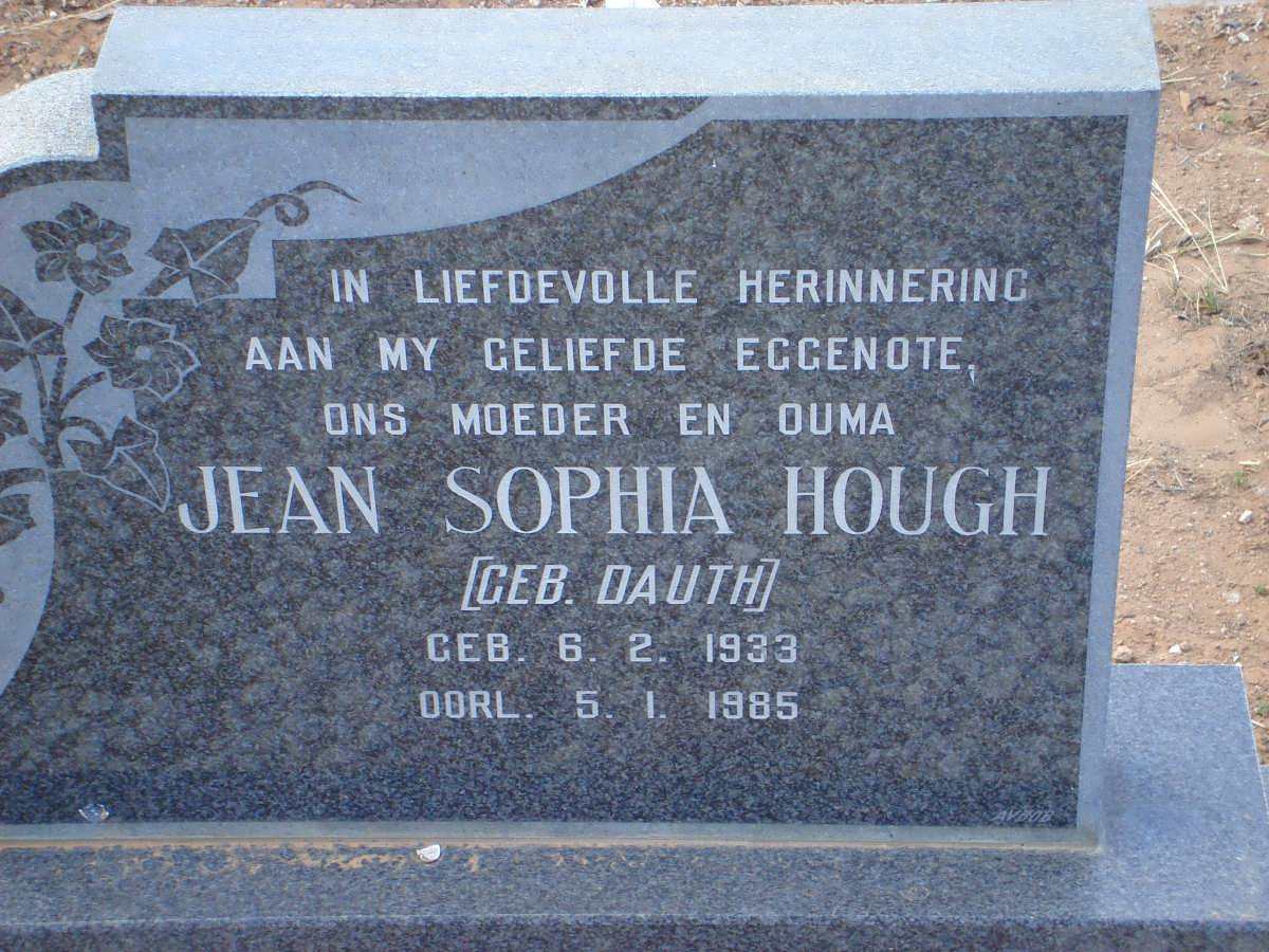 HOUGH Jean Sophia nee DAUTH 1933-1985