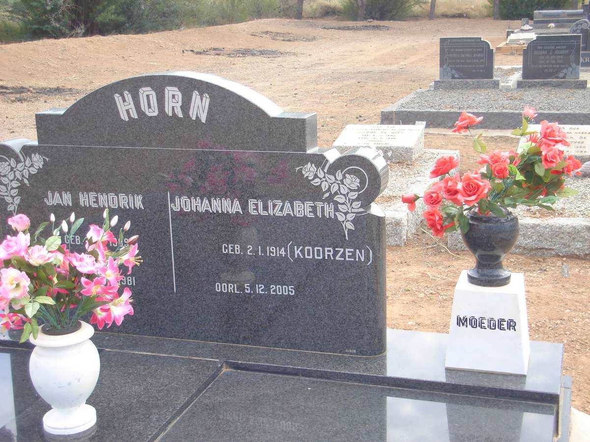 HORN Jan Hendrik 1909-1981 &amp; Johanna Elizabeth KOORZEN 1914-2005