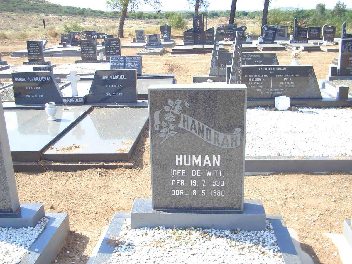 HUMAN Hanorah nee DE WITT 1933-1980