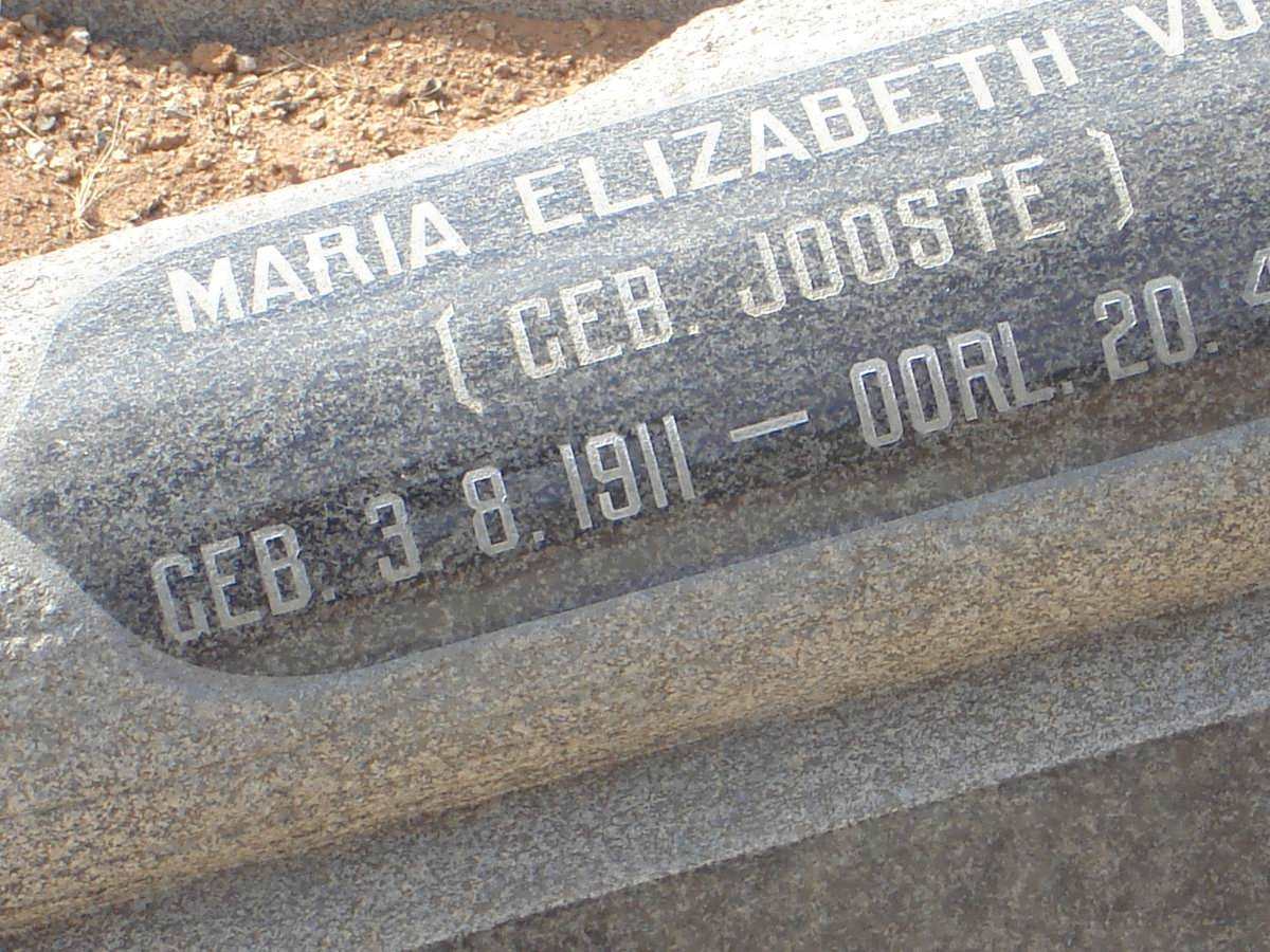 IMMELMAN Maria Elizabeth Vos nee JOOSTE 1911-1980