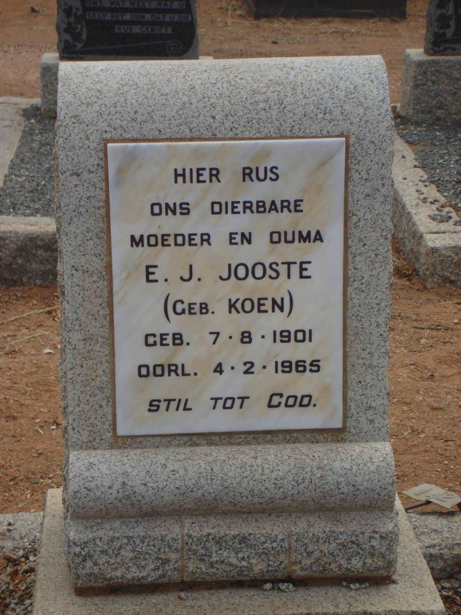 JOOSTE E.J. nee KOEN 1901-1965