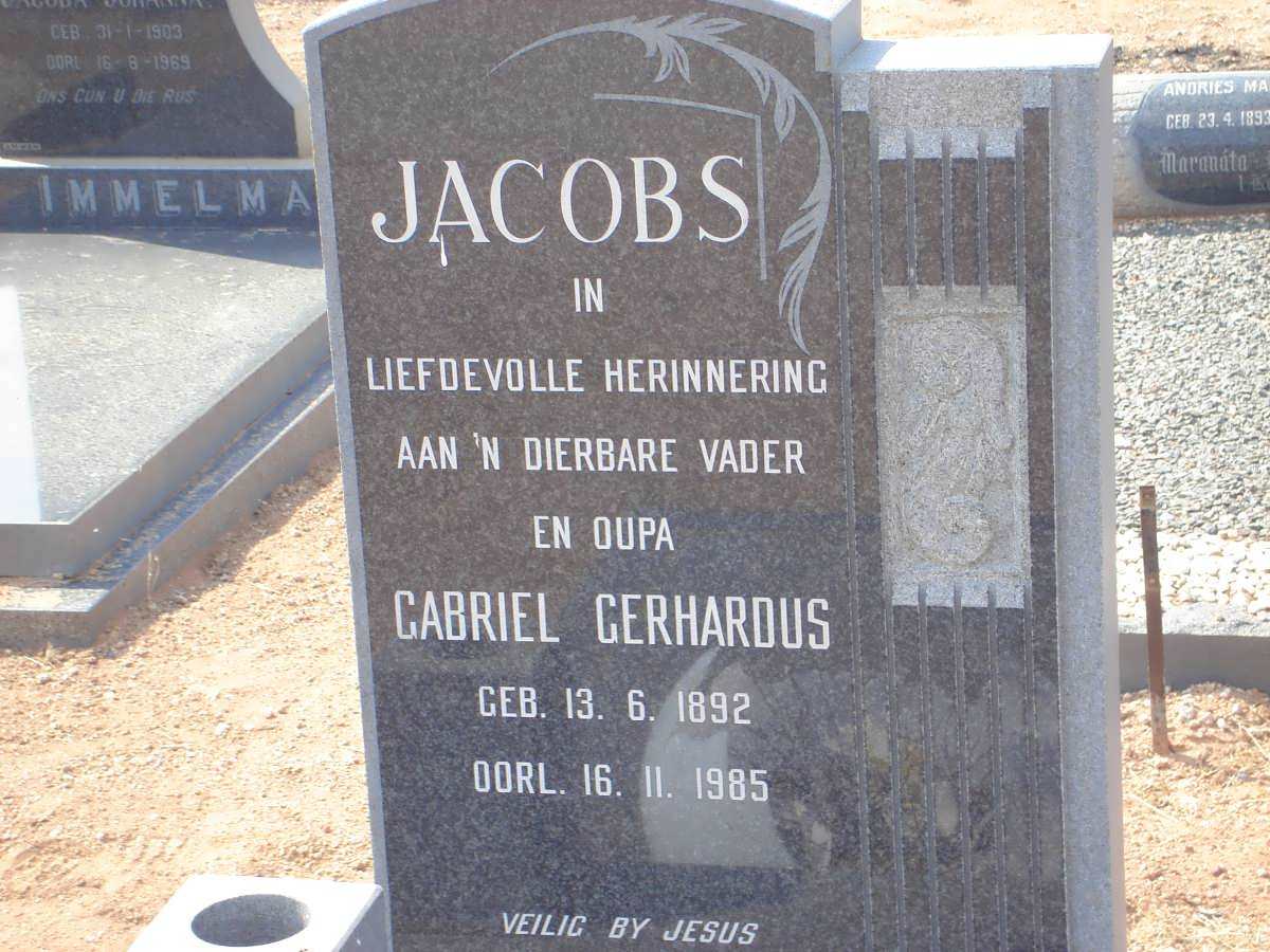 JACOBS Gabriel Gerhardus 1892-1985
