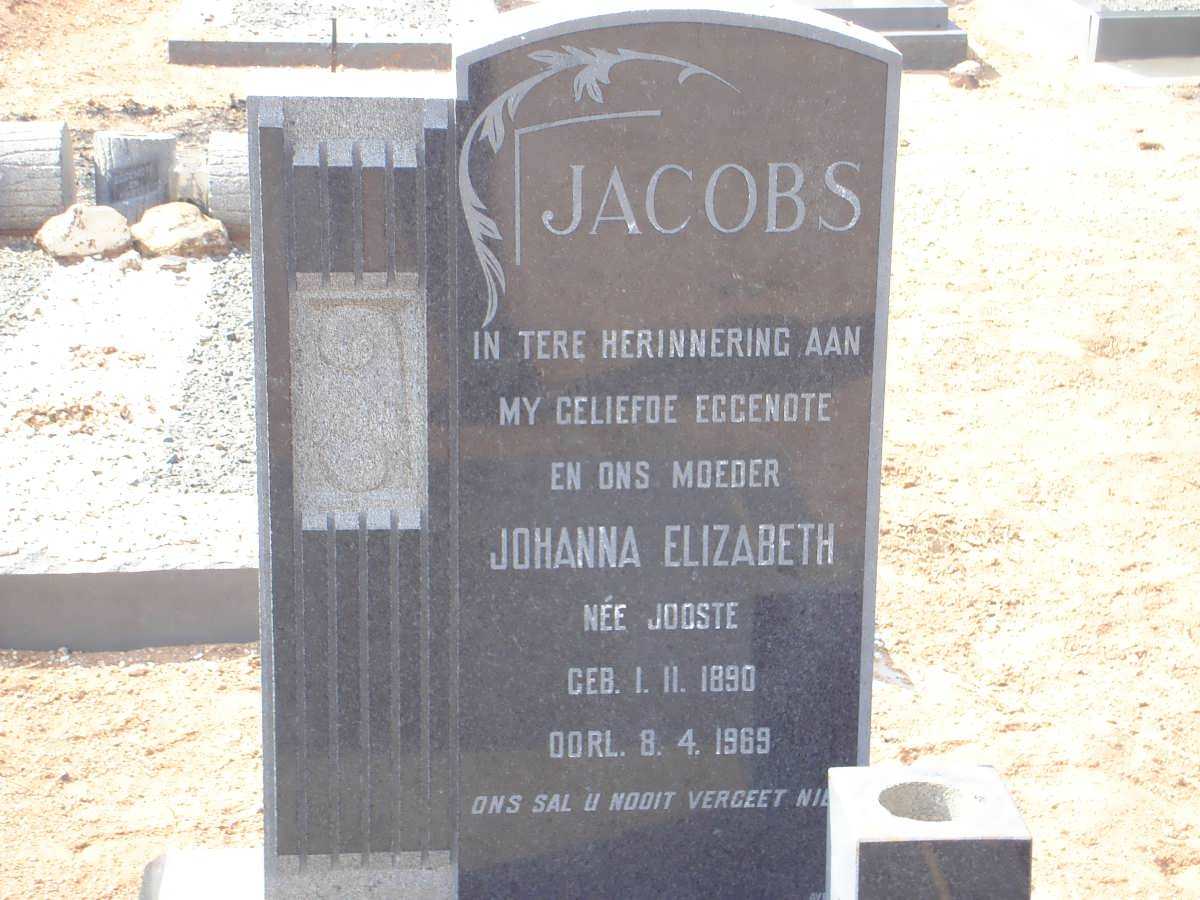 JACOBS Johanna Elizabeth nee JOOSTE 1890-1969