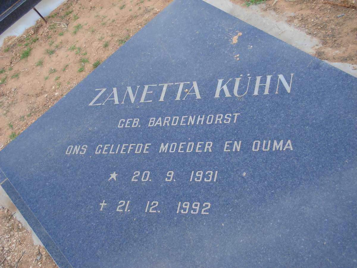 KUHN Zanetta nee BADENHORST 1931-1992