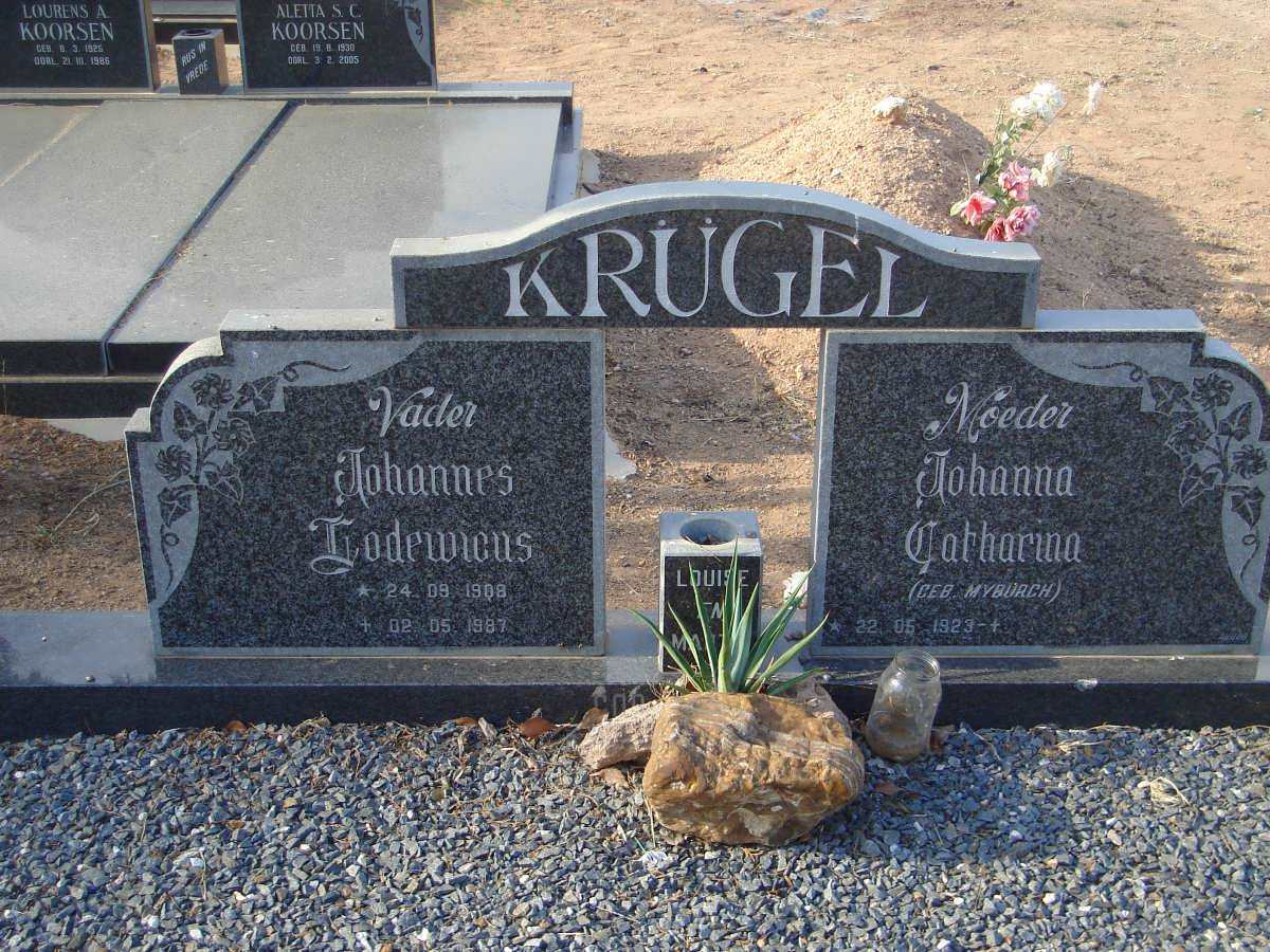 KRUGEL Johannes Lodewicus 1908-1987 &amp; Johanna Catharina MYBURGH 1923-