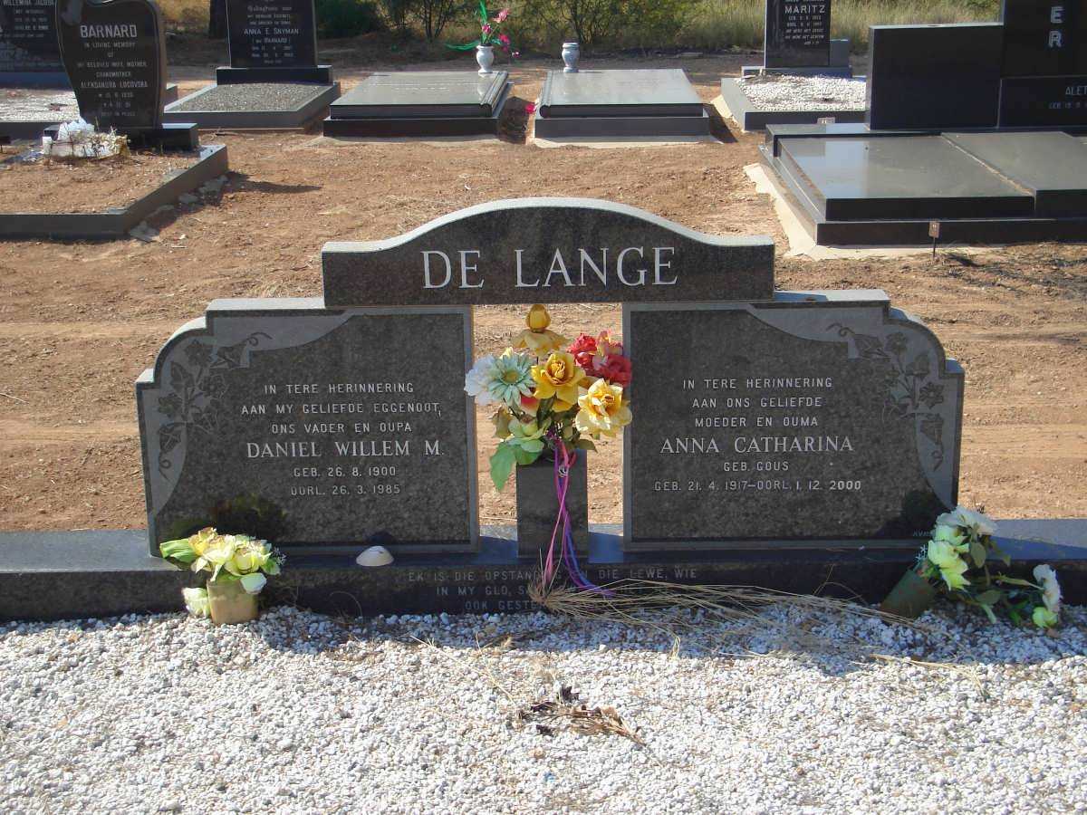 LANGE Daniel Willem M., de 1900-1985 &amp; Anna Catharina GOUS 1917-2000