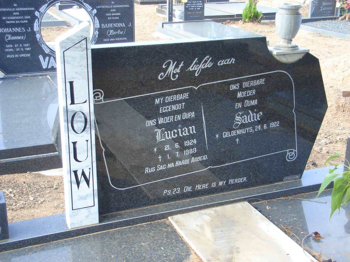 LOUW Lucian 1924-1988 &amp; Sadie GELDENHUYS 1922-