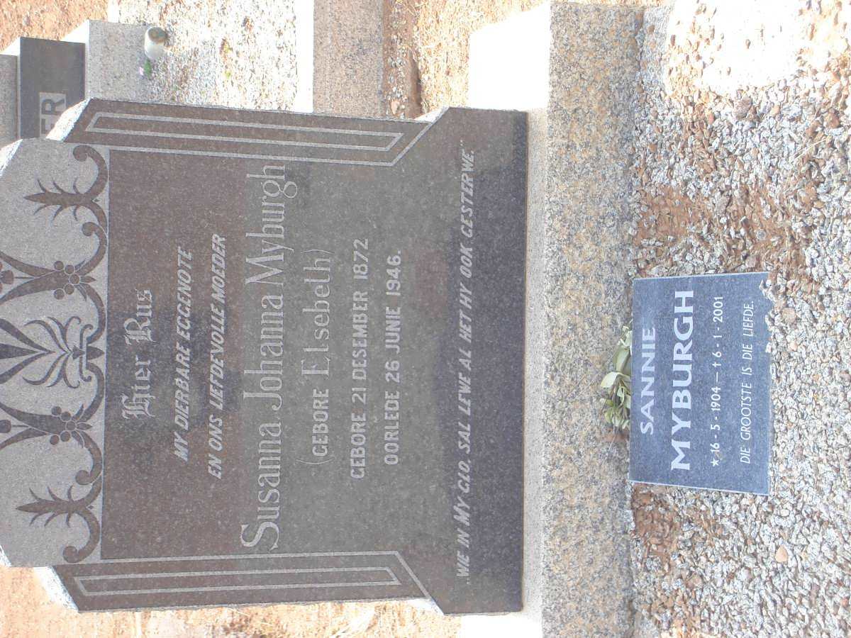 MYBURGH Susannah Johanna nee ELSEBETH 1872-1946 :: MYBURGH Sannie 1904-2001