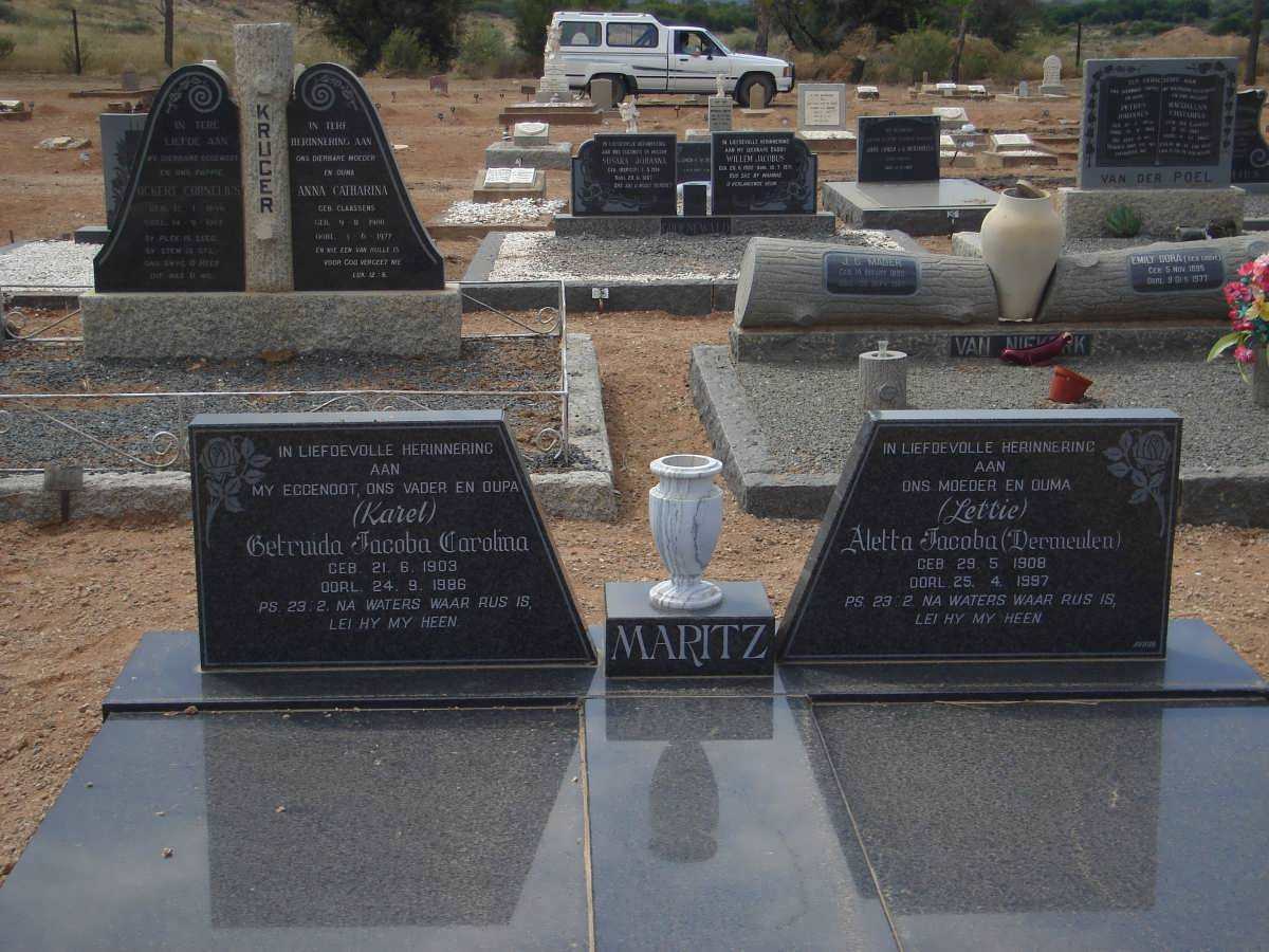 MARITZ Gertruida Jacoba Carolina Karel 1903-1986 & Aletta Jacoba VERMEULEN 1908-1997