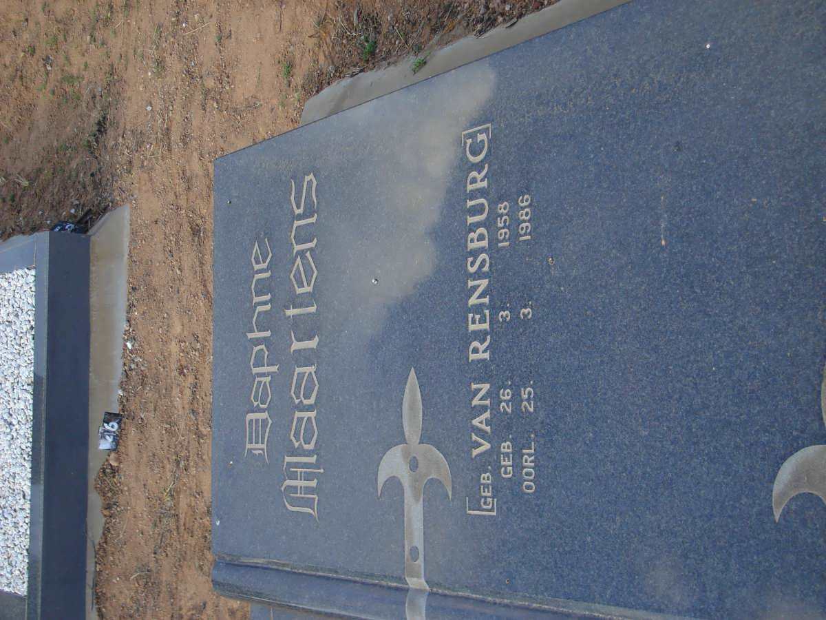 MAARTENS Daphne nee VAN RENSBURG 1958-1986