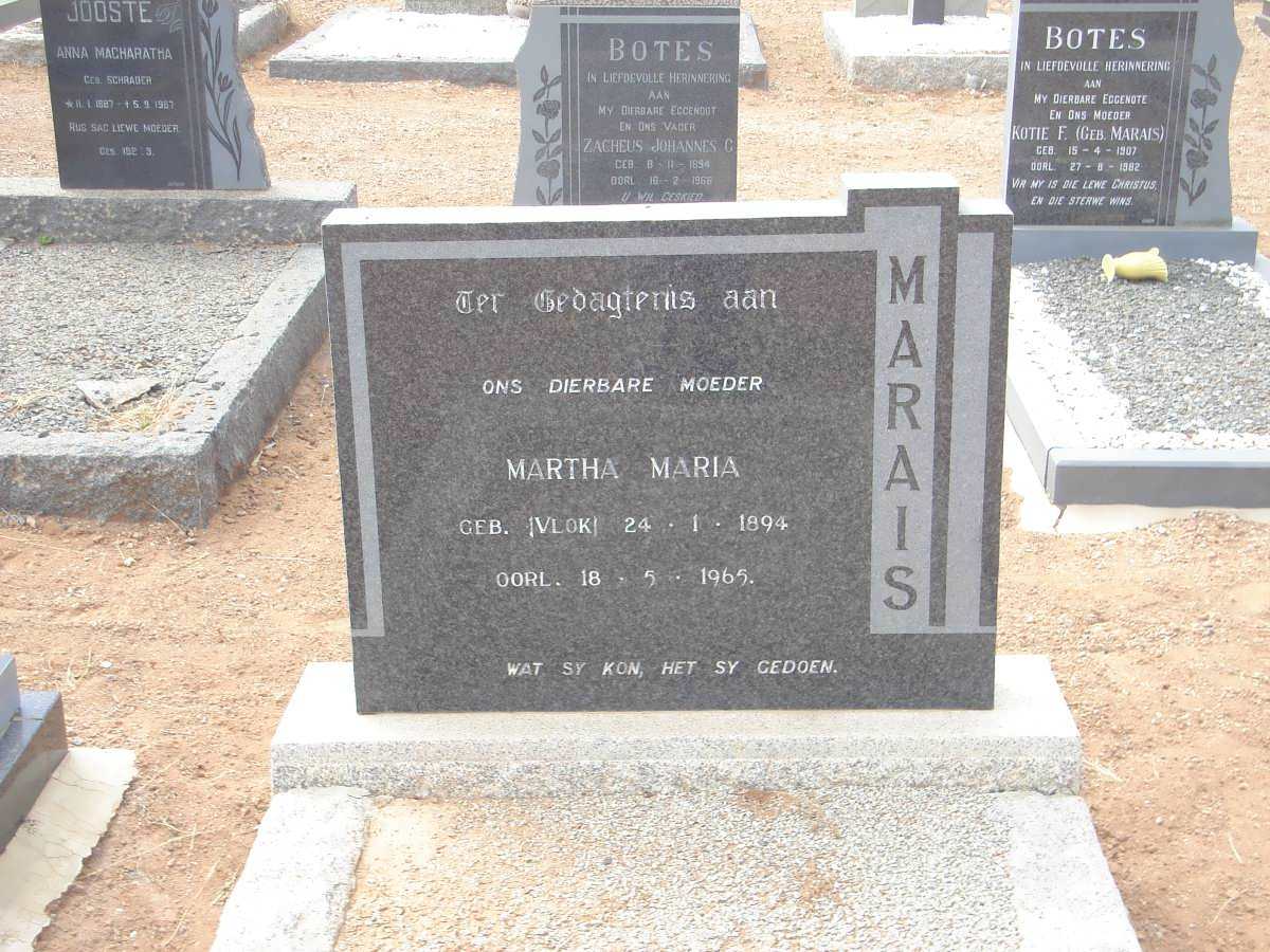 MARAIS Martha Maria nee VLOK 1894-1965