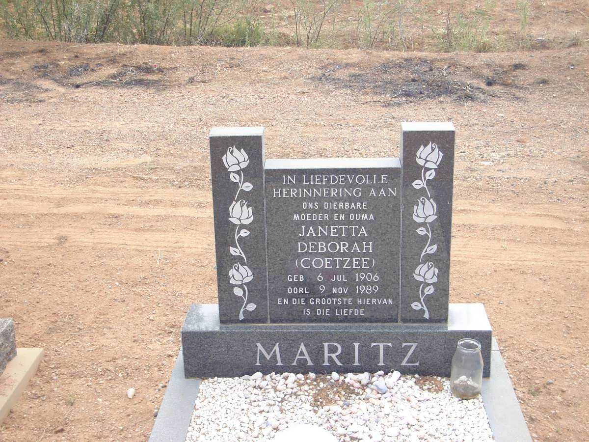 MARITZ Janetta Deborah nee COETZEE 1906-1989