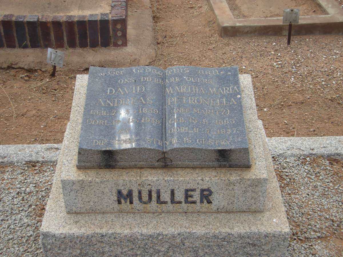 MULLER David Andreas 1859-1939 &amp; Martha Maria Petronella MARITZ 1863-1957