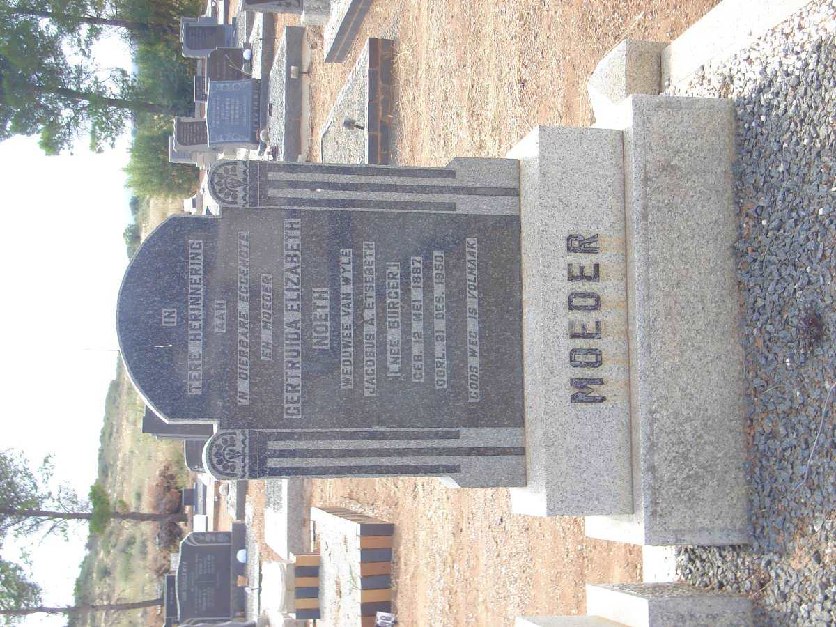 NOETH Gertruida Elizabeth, formerly ETSEBETH, nee BURGER 1887-1950