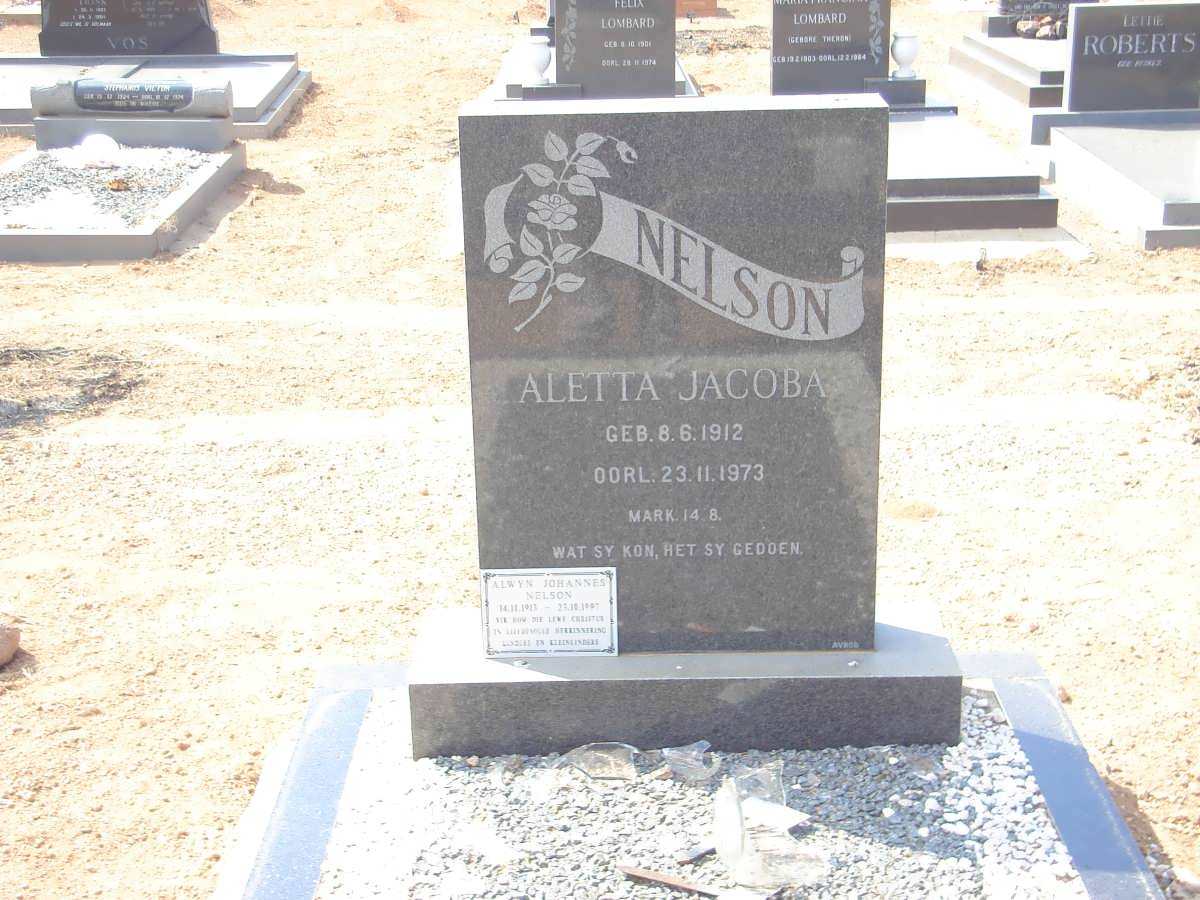 NELSON Alwyn Johannes 1913-1997 &amp; Aletta Jacoba 1912-1973
