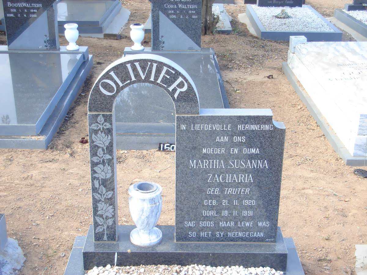 OLIVIER Martha Susanna Zacharia nee TRUTER 1920-1991