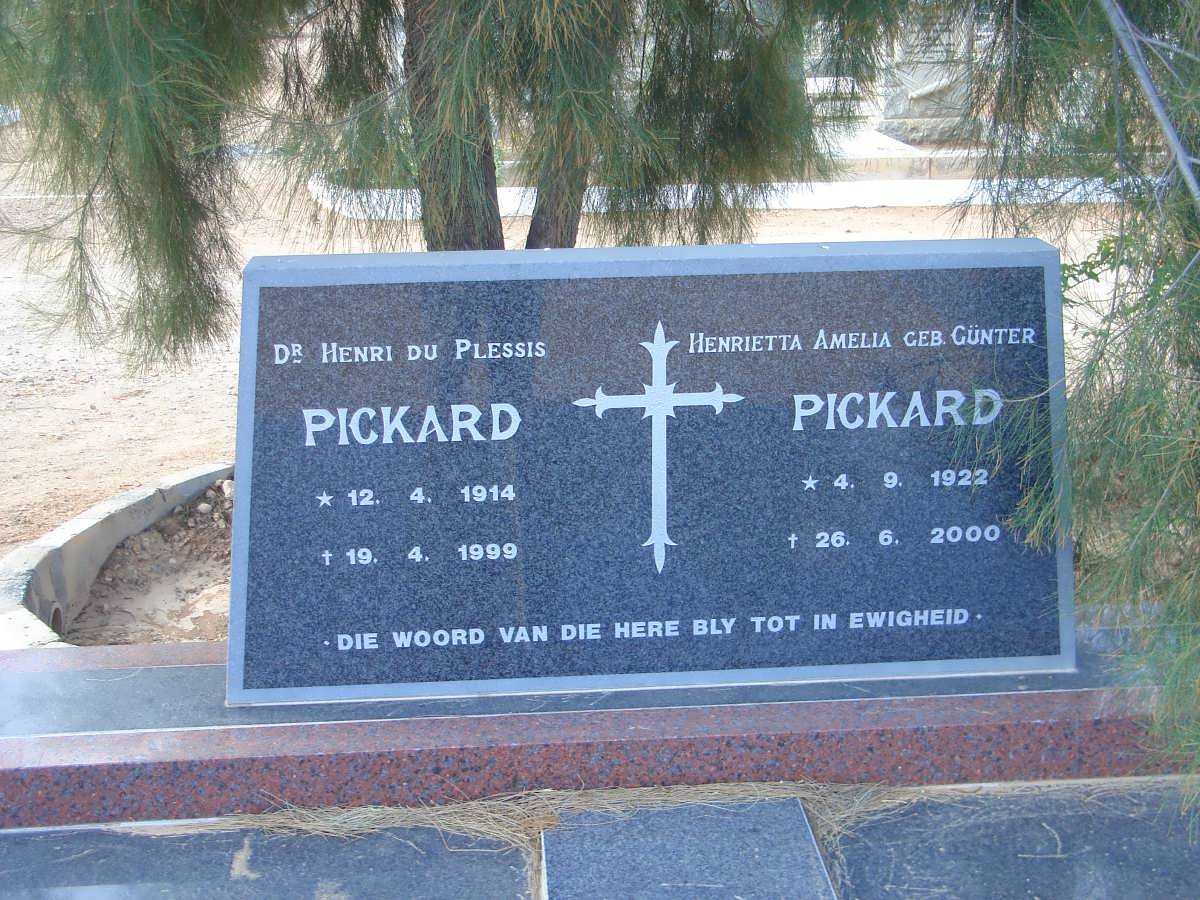 PICKARD Henri du Plessis 1914-1999 &amp;  Henrietta Amelia GUNTER 1922-2000