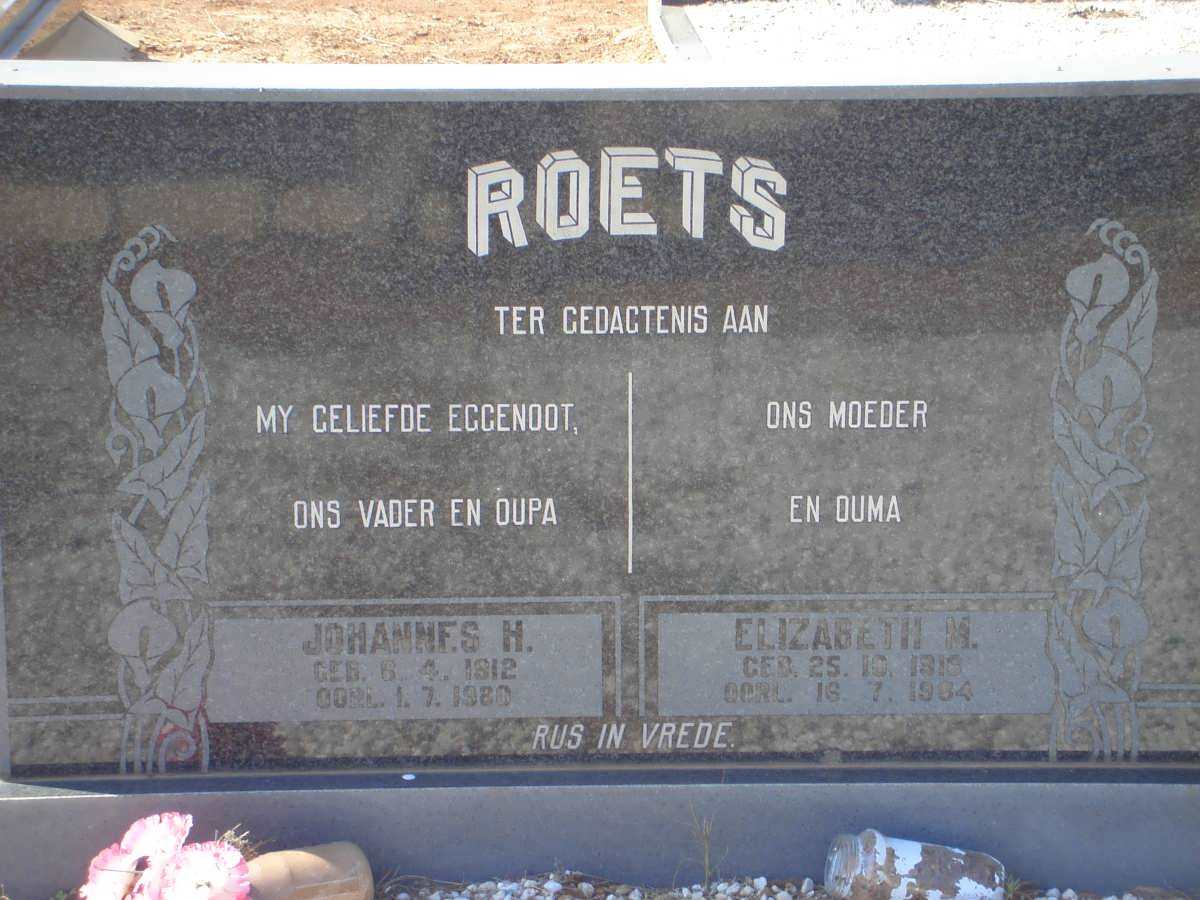ROETS Johannes H. 1912-1980 &amp; Elizabeth M. 1919-1984